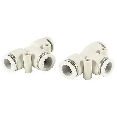 

2 Pcs 12mm to 12mm T Type 3 Way Air Pneumatic Quick Fitting Coupler White