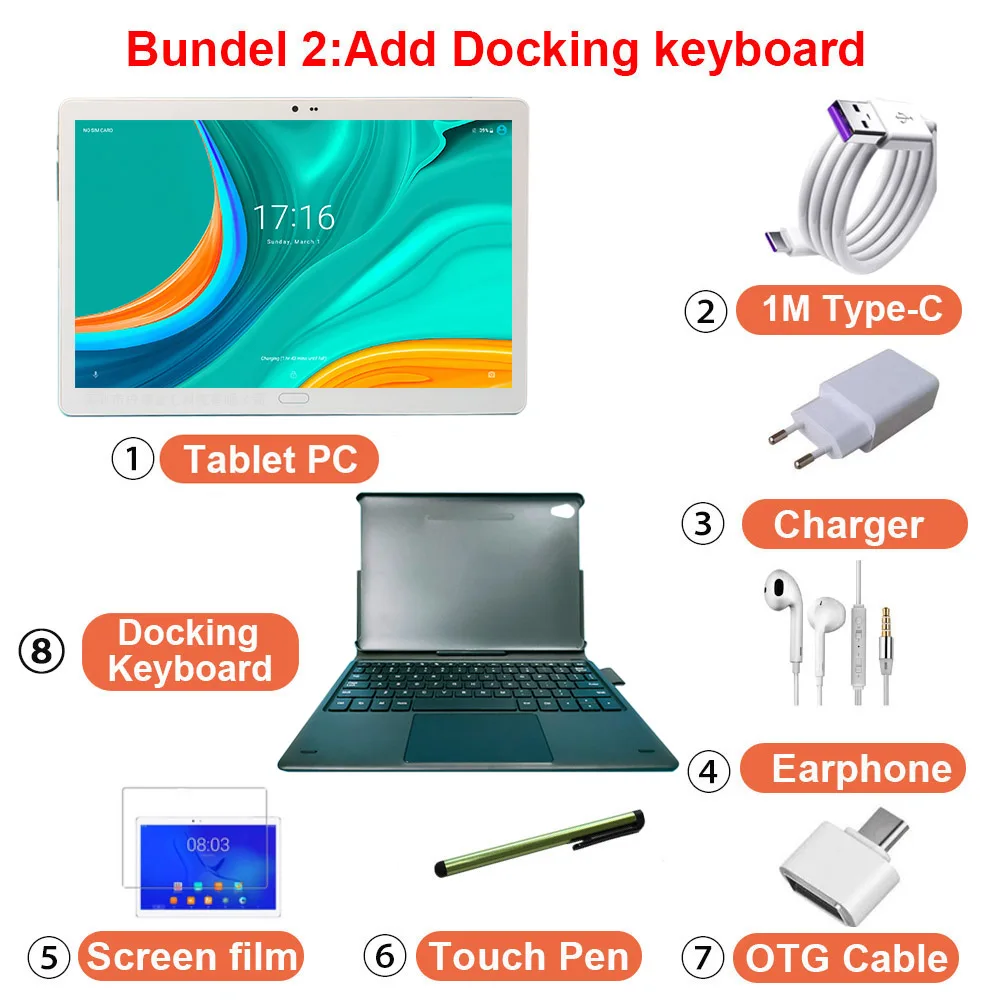 2 IN 1 Tablet With Keyboard Graphic Tablet With GPS Navigation 10.5 Inch Android 4G Tablet Type c 10 Cores 13MP MT6797 Deca Core 