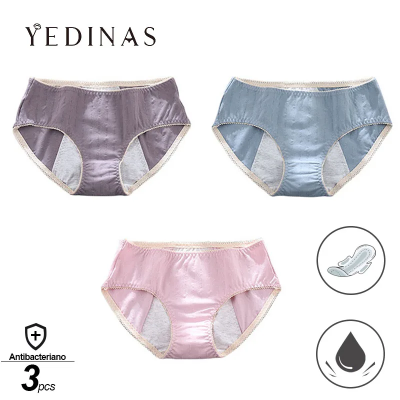 Yedinas 3 шт./компл. менструальные трусики женские хлопковые трусы герметичные