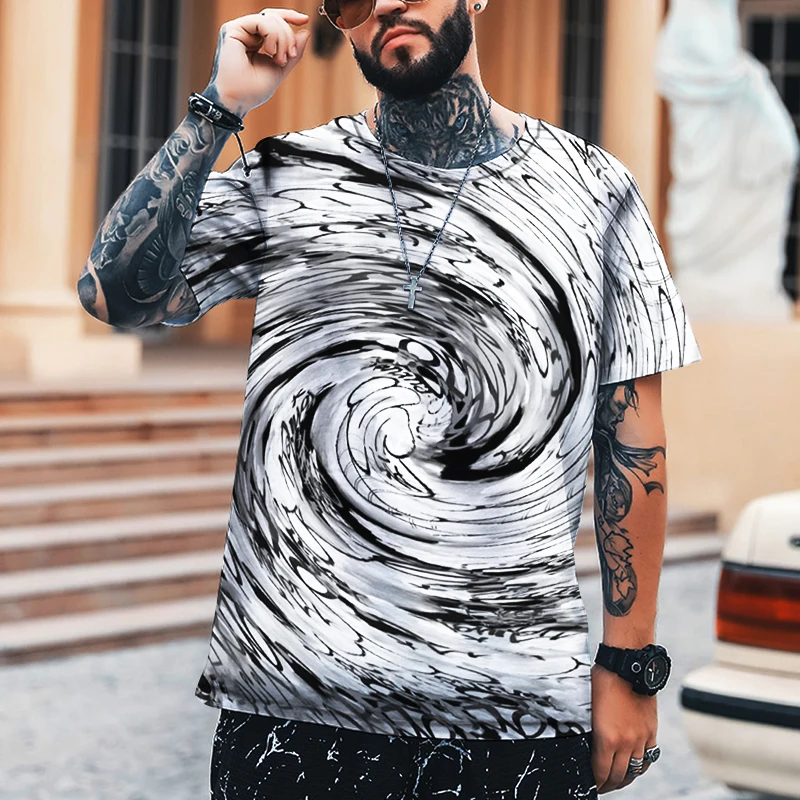 Cosmic Vortex Black Hole 3D Printing Men's Shirt Round Neck T-shirt Street  Hip-hop Cool Style High-quality Brand Clothing S-5XL