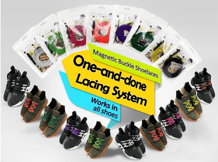 Wholesale 100 packs V-tie Elastic Magnetic shoelaces no tie sport shoelaces Locking Shoelaces Kids Adult shoes Strings