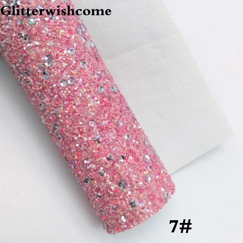 7 Glitterwishcome 30X134 см мини-ролл, ткань с блестками, виниловые обои для бантом блестящие туфли-лодочки на устойчивом кожаный тканевый Виниловый фон для банты, GM199 - Цвет: 7