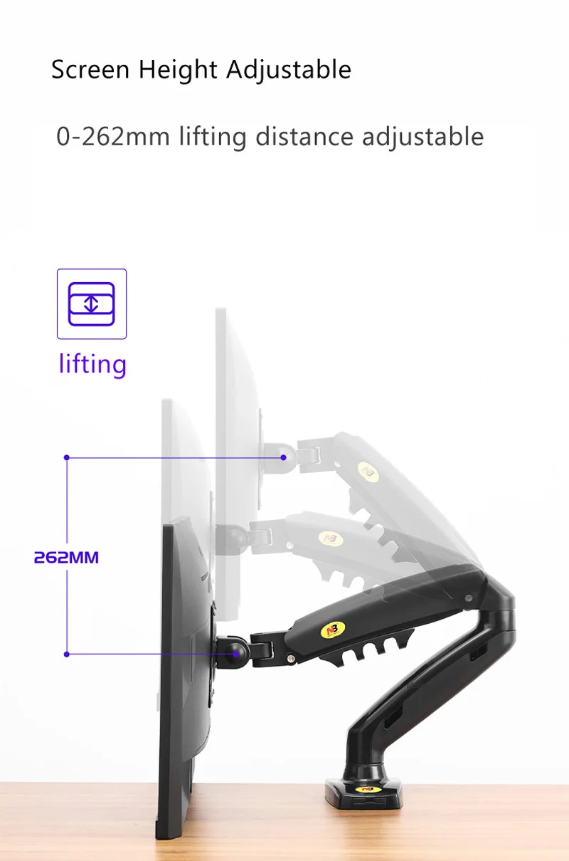 nb novo monitor lcd desktop titular braço mola de gás movimento completo ergonomia braço duplo usb