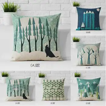 

Winter Ice Snow Trees Animal Cotton Linen Pillow Case 18"x18" Soft Room Cushion Cover Single Sides Printing