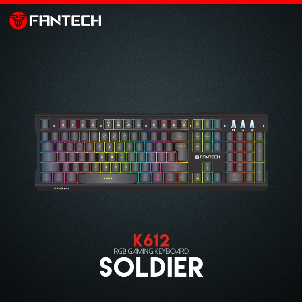 

FANTECH K612 gaming Keyboard Metal Panel Wired USB Backlit Keyboard 19 Buttons Have No Conflicts For Keyboard GamerG