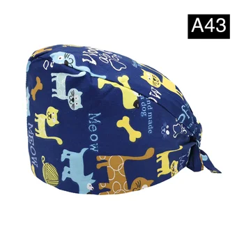 Günstig Pet Shop Pflege Scrubs Kappe Baumwolle Atmungsaktiv Cartoon Druck Labor Schönheit Salon Arbeit Hut Scrubs Frauen Krankenschwester Zubehör