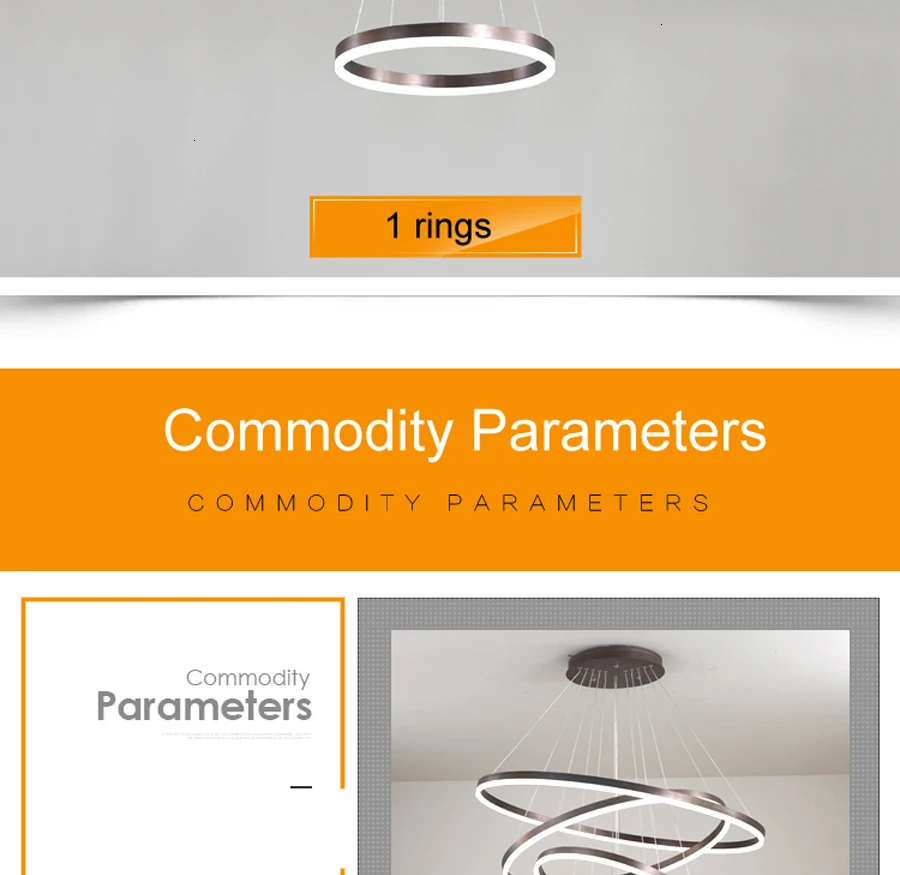 Современная Люстра для гостиной матовый кофе круглые кольца в кофе светодиодный Люстра для гостиной подвесной светильник