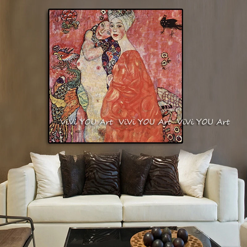 Gustav-Klimt-Women-Friends-Reproduction-Oil-Painting-on-Canvas-Art-Scandinavian-Posters-and-Prints-Wall-Picture (1)