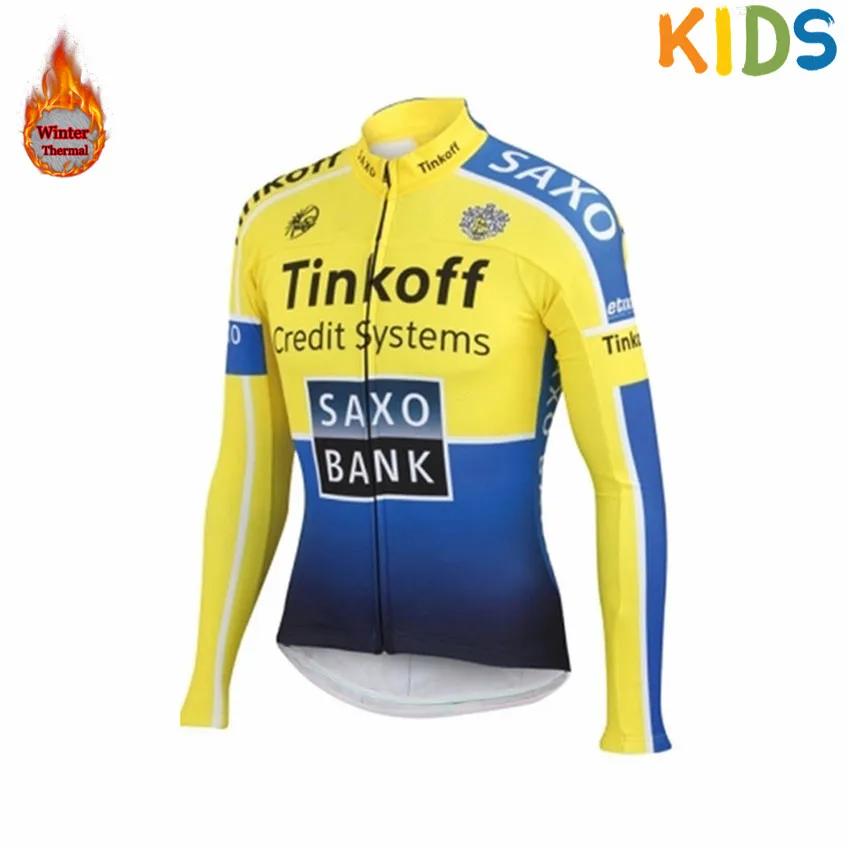 Детский комплект Tinkoff, теплая шерстяная велосипедная одежда для зимы, Джерси, одежда для велоспорта, спортивная одежда для велоспорта MTB, зимняя одежда - Цвет: 14