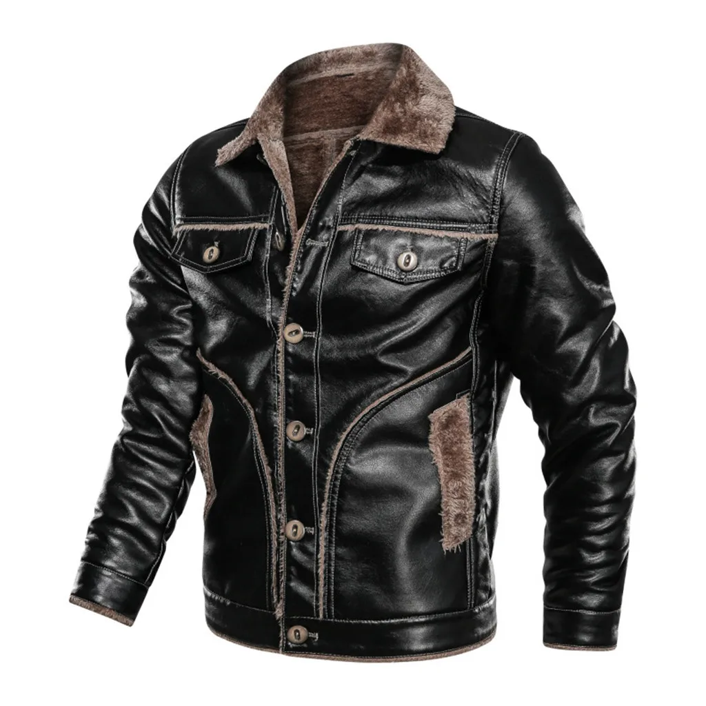 Winter Fur Leather Jacket Mens Plus Size M-8XL Suede Leather Jackets Men Faux Fur Thick Warm Long Suede Jacket