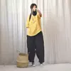 Women Loose elastic Waist ramie Wide Leg Pants Ladies 2022 Spring Summer Trousers female Embroidered Pants 4