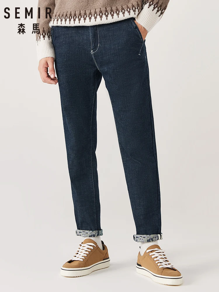 SEMIR Foot джинсовые брюки мужские зимние модные с буквенным принтом контрастного