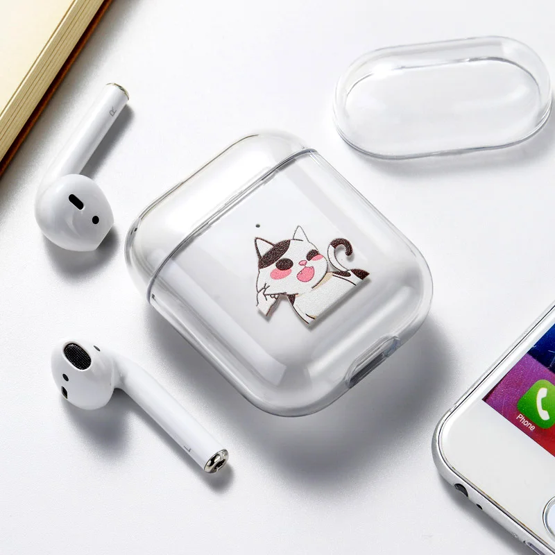 039 Чехол для Airpods Apple, чехол, роскошный Твердый чехол с мультяшным котом, прозрачный защитный чехол для Airpod 1 2 - Цвет: 039