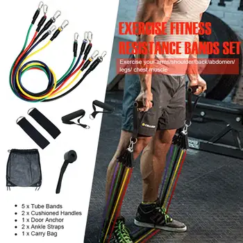 

11pcs Resistance Band Set Expander 100 Pound TPE Workout Elastic Rubber Band Home Gym Body Building Fitness Equipment