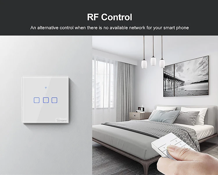 Itead SONOFF T2 сенсорный Панель Smart WiFi переключатель RF 433 МГц RF пульт Управление для Alexa Google Home 1/2/3 Великобритании ЕС Интеллектуальный переключатель Wi-Fi