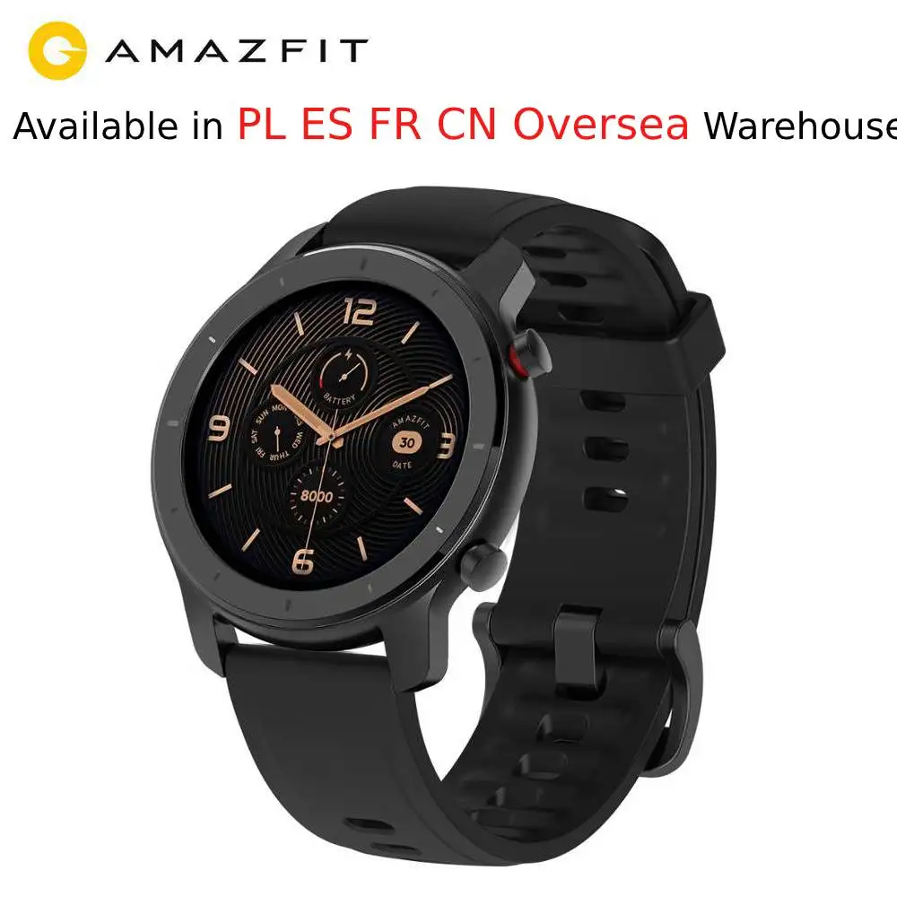 В наличии глобальная версия Новый Amazfit GTR 42 мм Смарт-часы 5ATM Smartwatch 12 дней батарея