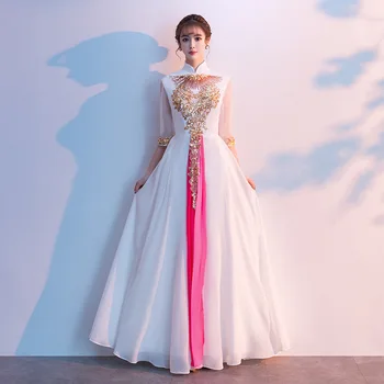 

2020 Real V-neck Half Vestidos Celebrities Chorus Evening Dress Women's Long 2020 New Modern Performance Slim And Elegant Skirt