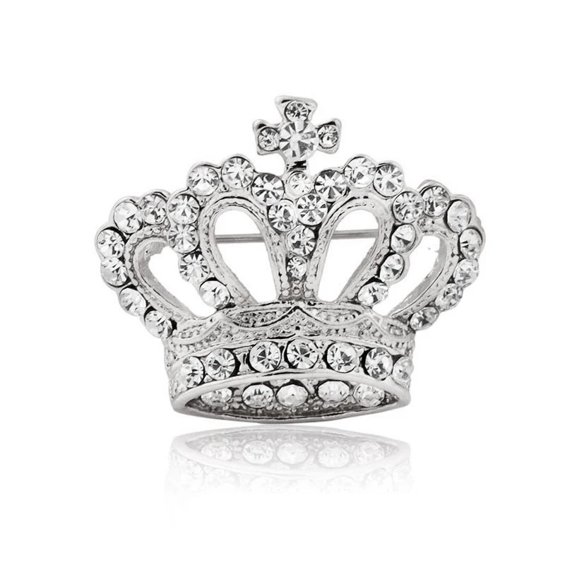 Silver Shiny Crystal Rhinestone Crown Brooch Pin Wedding Favor Xmas Gift