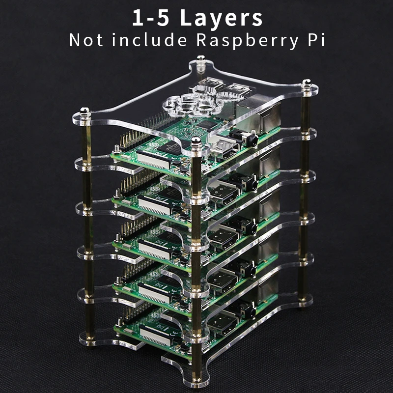 Raspberry Pi 4 Чехол 1 5 слоев акриловый корпус Штабелируемая коробка для костей собак