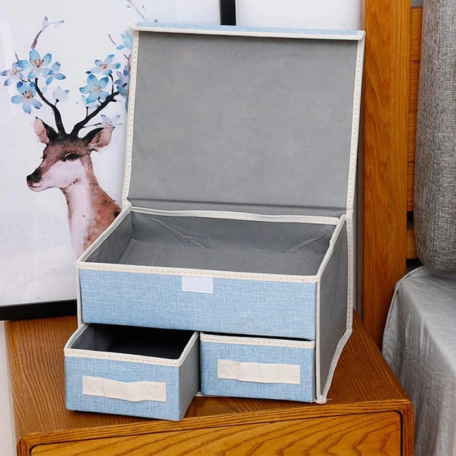 Nagy Kapacitású Tároló Fiók Nem Szőtt Összecsukható Zokni Kosár Asztali Szervező Tartály Fehérnemű Ékszerek Sál