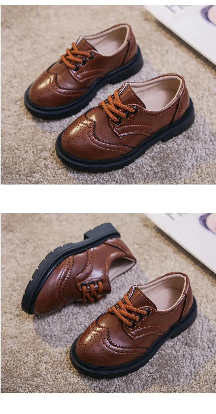 slippers for boy Boys Girls Fashion Leather Shoes 2022 Children New Style Oxfords Vintage Lace-up Kids Flats for School Party Formal Wedding Hot leather girl in boots