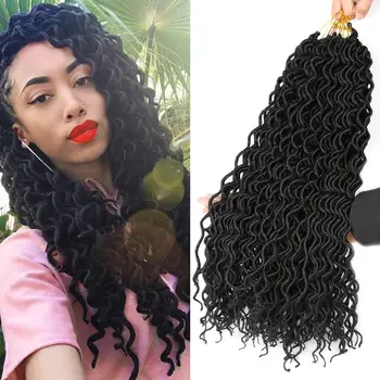 

DAIRESS 18" Curly Faux Locs Crochet Hair Deep Faux Locs Crochet Braids Goddess Locs Crochet Braiding Hair Dreadlocks Extensions