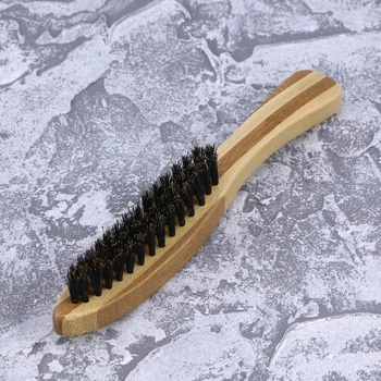 

Men Handmade Mustache Brush Bristle Brush Natural Wood Handle Anti Static Beard Brush Broken-Resistant Styling Brush Tool Long a
