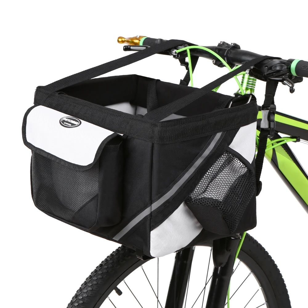Discount Cycling Top Tube Frame Front Carrier Bag Bicycle Handlebar Basket Bike Front Box Pet Dog Cat 600D Oxford Fabric Bike Basket 5