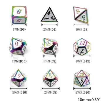 

7 Pcs/set Metal Dices Set Number Dial Desktop Table Board Game Accessories Toy
