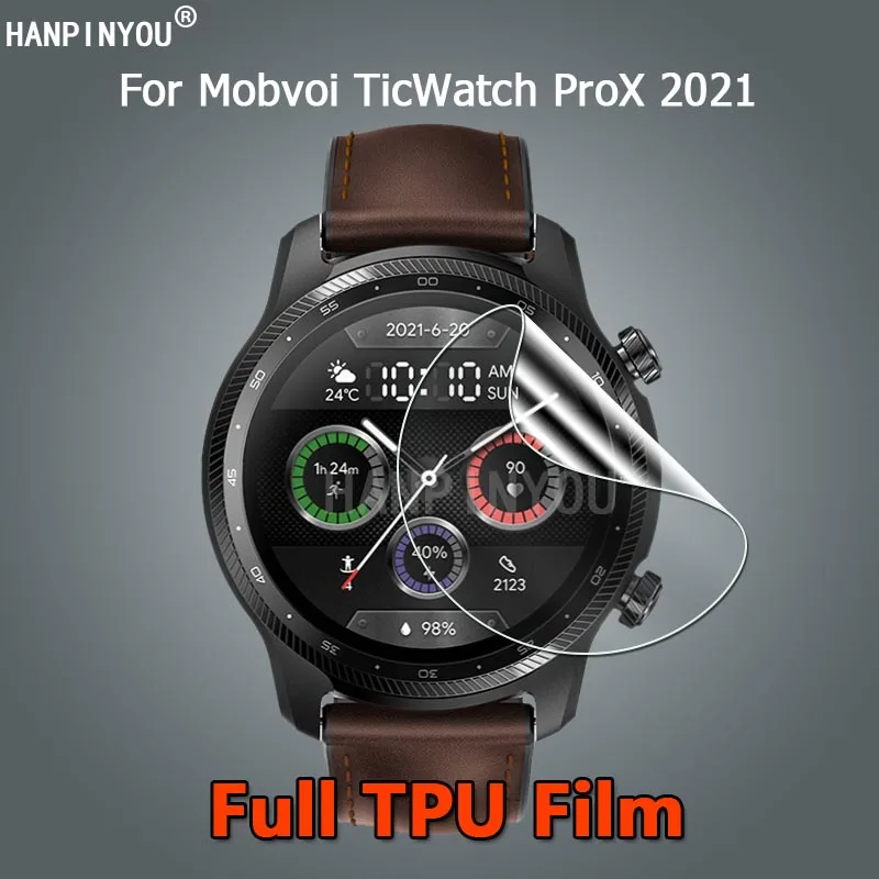 Per Mobvoi Ticwatch Pro X Prox 2021 Smart Watch Antigraffio Ultra Clear Slim Soft Tpu Hydrogel Pellicola Salvaschermo-Non Vetro