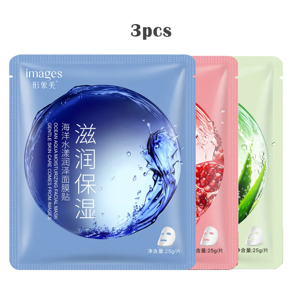 3pcs 02 Natural Sheet Masks Moisturizing Oil Control Natural Essence Hyaluronic Acid Whitening Facial Mask Plant Facial Mask Skin Care - Цвет: 3pcs 02