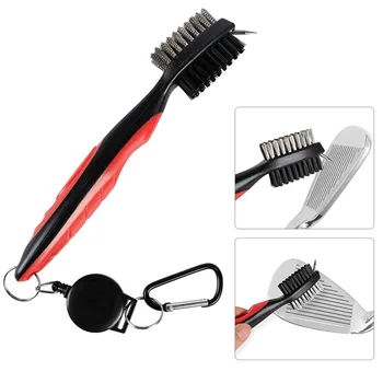

2019 Hot Sale Golf Club Cleaner Double Side Steel Nylon Brush Portable Grooves Cleaning Tool Hook Clean Teethbrush Tools