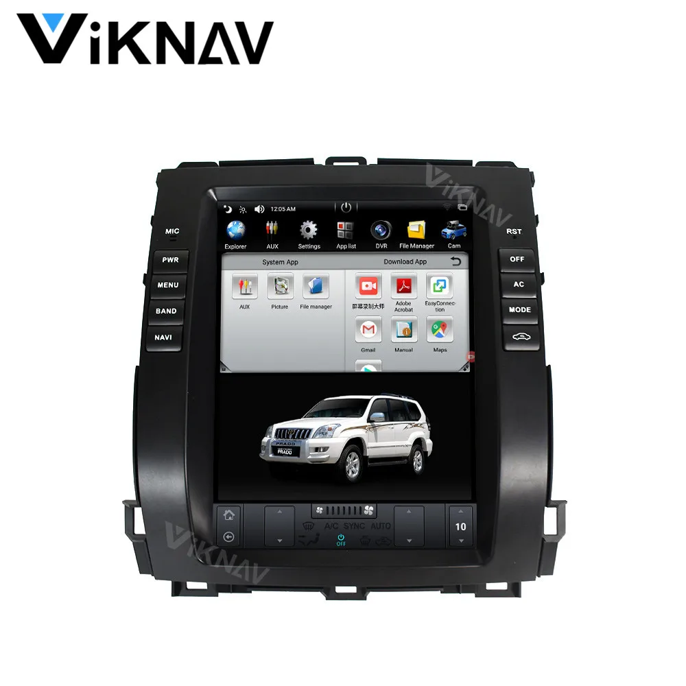 

multimedia player GPS navigation for-Toyota Land Cruiser Prado 2002-2009 Car stereo radio DVD player vertical screen 10.4 inch
