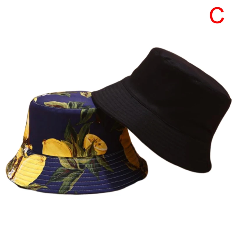 Летняя Двусторонняя шляпа с изображением фруктов, ананаса, арбуза, лимона, вишни, Панама для мужчин и женщин - Цвет: C