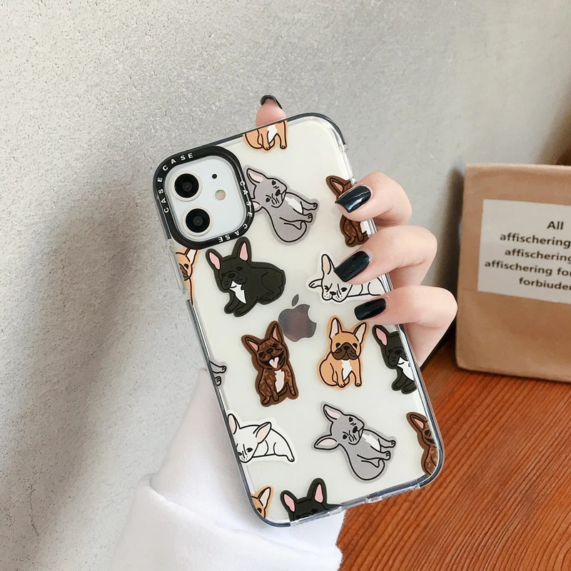 Модный чехол для телефона с изображением бульдога iPhone 7 8 Plus мультяшной собакой 11