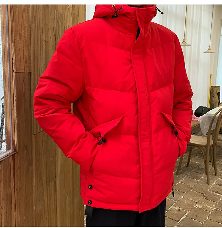 men new style down jackets stand collar black thermal down coat red casual fashion intensification down outerwear warm