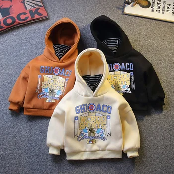 

Thicken Warm Children Hoodie Trophy Letters Print Girls Boys Clothes Baby Sweatshirt Baby Winter Toddler 2 To 8 Years Cute 2020