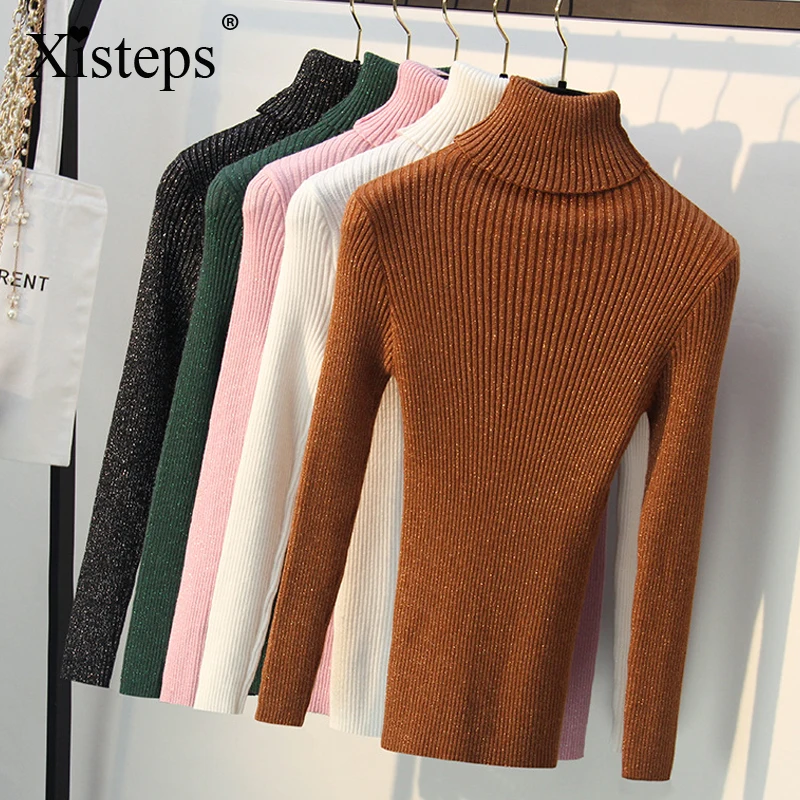 

Nonis Turtleneck Slim Fit Autumn Winter Women Sweater Knitted Pullovers Female high stretch Jumper Tops 2019 Casual Blouse