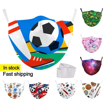 

Face Football Print Masks Kids Washable Fabric Masks Children Face Mask Cover Reusable Fashion Outside Mask