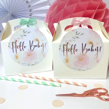 

Personalised Baby shower hello baby Favour Gift Box ROSE GOLD PEONY Celebration Party Gift Bag with Bow Birthday gift box