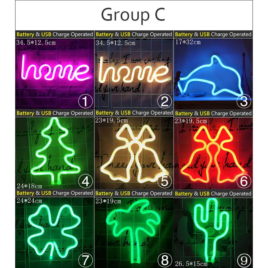 Wholesale 39 Style LED Night Light USB Battery Powered Neon Night Lamp Colorful Rainbow Flamingo Ca - 33054277633