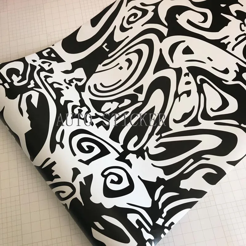 BLACK WHITE CAMO VINYL STICKER CAR FILM