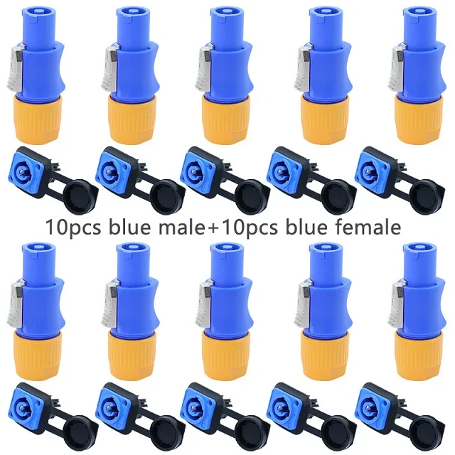 MF(10set blue) 10 шт. водонепроницаемый 20A Мощность CON адаптер для монтажа на панель настоящий замковый кабельный разъем IP65 авиационный огнестойкий разъем - Цвет: MF(10set blue)