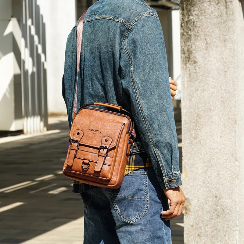 Sac à bandoulière en cuir Vintage pour hommes, marque de luxe, décontracté,  Business, petit, nouvelle collection, 2020