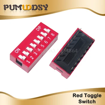 

10PCS DIP Switch 8 bit Way 2.54mm Toggle Switch Red Snap Switch Wholesale Electronic