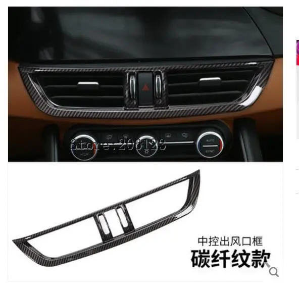 

Carbon Fiber For Alfa Romeo Giulia 2017 2018 ABS Plastic Interior Center Console Air Conditioning Vent Frame Trim