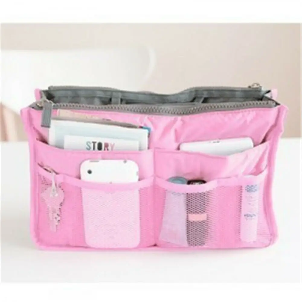Handbag Organiser Insert Liner Travel Bag Organizer Large Purse Ladies Cosmetic - Color: Pink