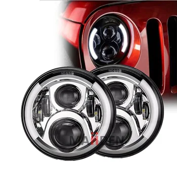 

7" Forward Round Headlamp For Jeep Wrangler Land Rover 90/110 7 Inch Projector H4 LED Headlight With White DRL Amber Turn Signal
