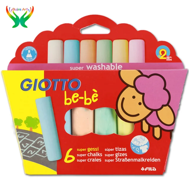 Giotto Bebe 6 color thick rod chalk dust-free color safety