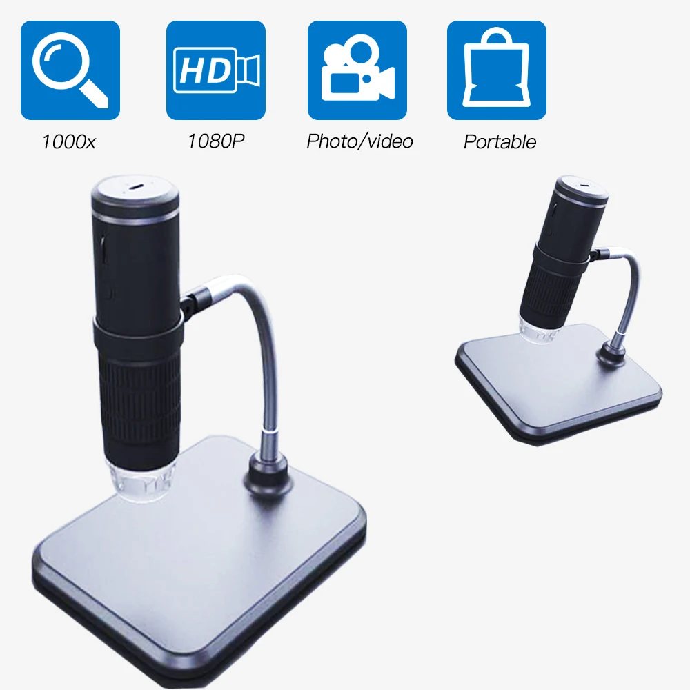 

Wireless Digital Microscope WIFI Portable HD Electronic Microscopes with 8 Adjustable Brightness LED Lights USB Microscope